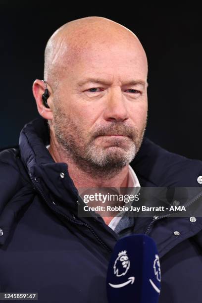 Alan Shearer presenting for Amazon Prime during the Premier League match between Leeds United and Manchester City at Elland Road on December 28, 2022...