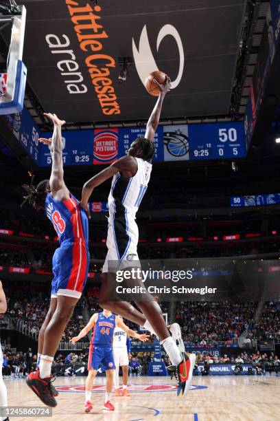 Bol Bol of the Orlando Magic dunks the ball during the game against the Detroit Pistons on December 28, 2022 at Little Caesars Arena in Detroit,...