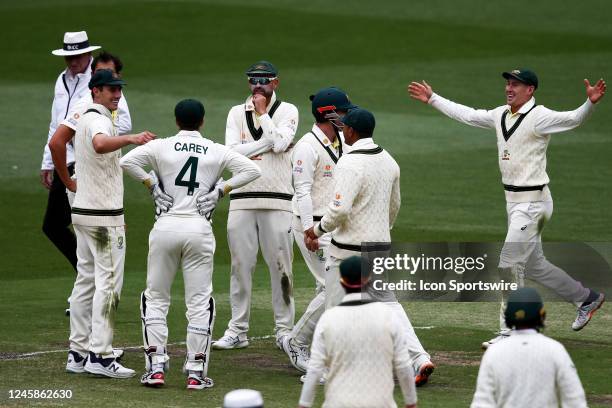 Australia wait on a review during the Boxing Day Test Match between Australia and South Africa at The Melbourne Cricket Ground on December 29, 2022...