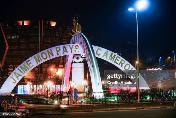 Streets of Cameroon's capital Yaounde decorated with light for the upcoming new year on December 27, 2022.