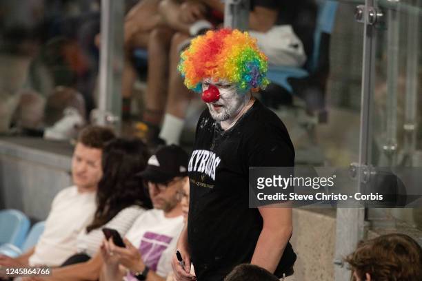 Colourful spectator in the crowd during the Alex De Minaur of Australia match against Cameron Norrie of Britain during day one of the 2023 United Cup...