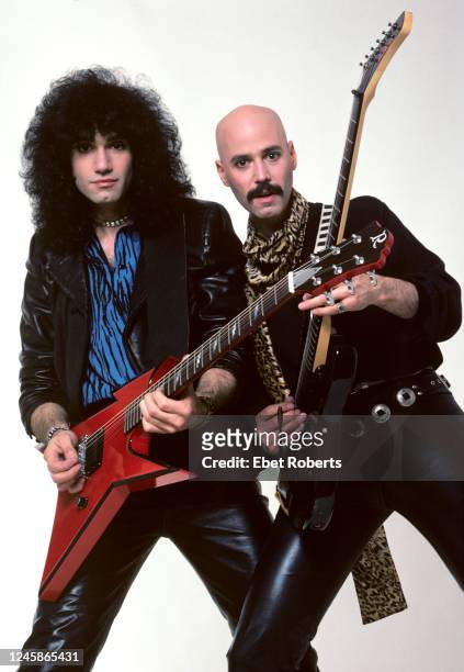 American rock guitarists Bruce and Bob Kulick, New York City, May 7, 1985.