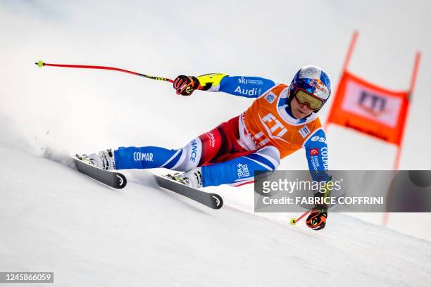 France's Alexis Pinturault competes during the men's FIS Ski World Cup Super G event in Bormio, Italy, on December 29, 2022.