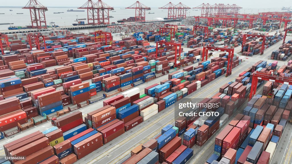 SUZHOU, CHINA - DECEMBER 29, 2022 - The container terminal of Taicang ...