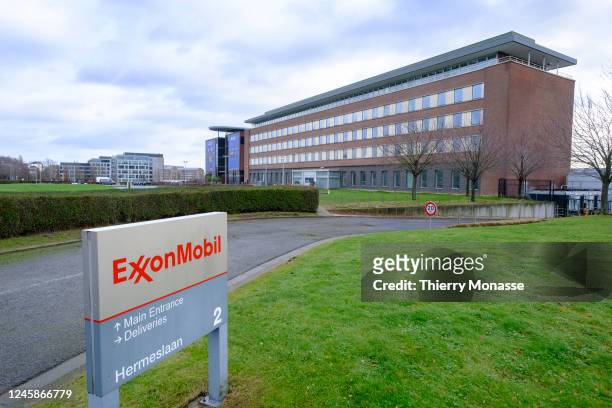 The American multinational oil and gas ExxonMobil Corporation headquartered is seen on December 29, 2022 in Diegem, Belgium. The American group...