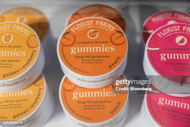 Florist Farms cannabis infused gummies on display on the first day of legal recreational marijuana sales at the Housing Works Cannabis Co. In New...