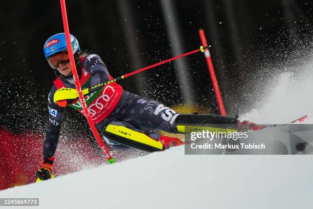 Mikaela Shiffrin of United States competes during the Audi FIS Alpine Ski World Cup Women´s Slalom on December 29, 2022 in Semmering, Austria.