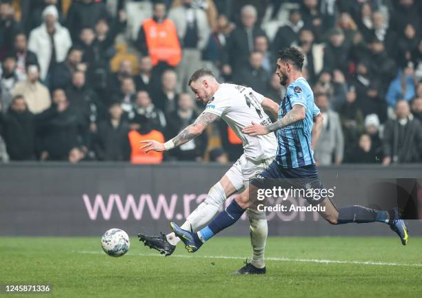 Wout Weghorst of Besiktas in action against Samet Akaydin of Adana Demirspor during the Turkish Super Lig week 16 soccer match between Besiktas and...