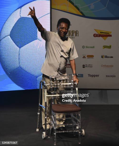 File photo dated January 15, 2018 shows Pele during the opening ceremony of Carioca State Football Championship in Rio de Janeiro, Brazil. Brazilian...