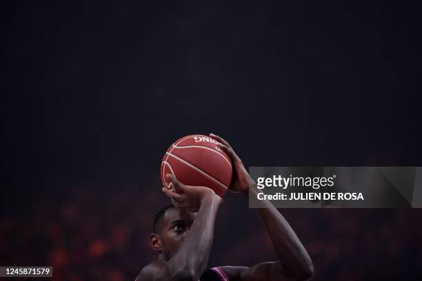 "All Star France" French player Stephane Gombauld aims to shoot the ball during a match between "All Star France" and "All Star World" as part of the...