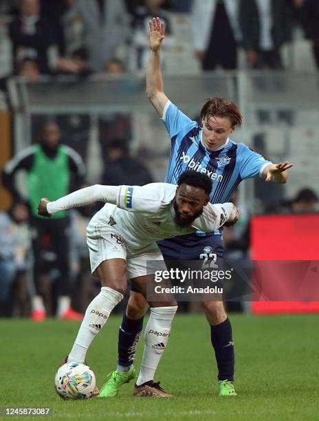 Georges-Kevin N'Koudou of Besiktas in action against Svensson of Adana Demirspor during the Turkish Super Lig week 16 soccer match between Besiktas...