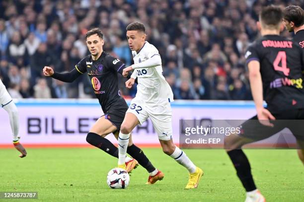 Veljko BIRMANCEVIC - 32 Salim BEN SEGHIR during the Ligue 1 Uber Eats match between Marseille v Toulouse at Orange Velodrome on December 29, 2022 in...