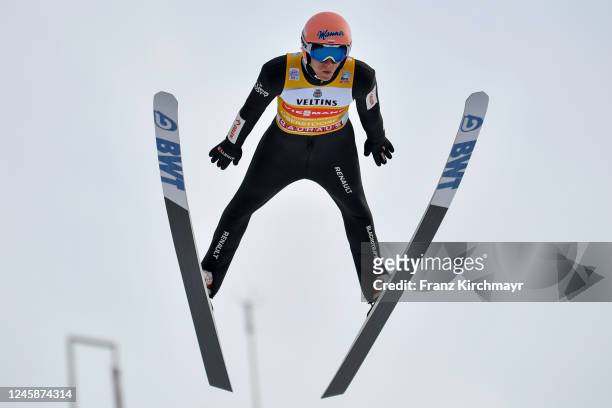 Dawid Kubacki of Poland competes during the Individual HS137 at the Four Hills Tournament Men Oberstdorf on December 29, 2022 in Oberstdorf, Germany.