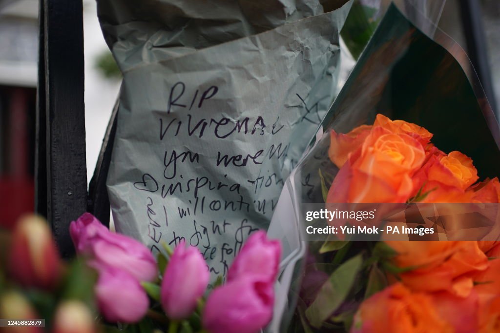 Flowers and tributes outside the home of Dame Vivienne Westwood in ...