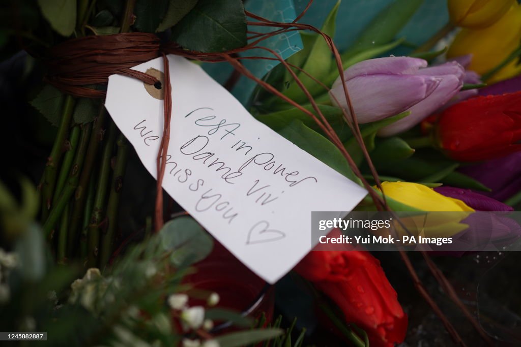 Flowers and tributes outside the home of Dame Vivienne Westwood in ...