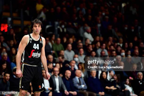 Milos Teodosic, #44 of Virtus Segafredo Bologna during the 2022-23 Turkish Airlines EuroLeague Regular Season Round 16 game between Virtus Segafredo...