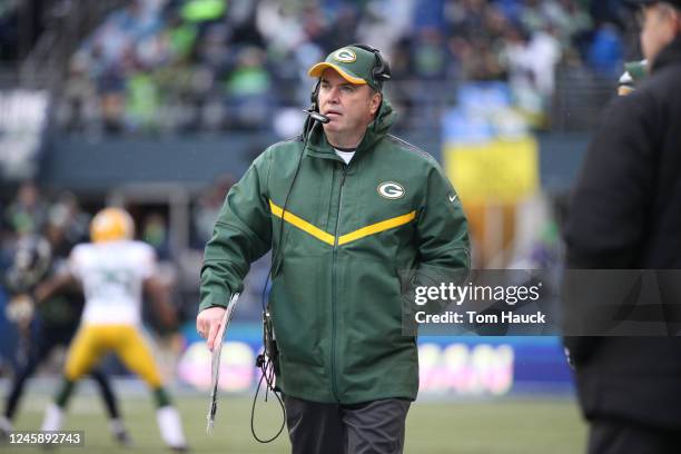 Green Bay Packers head coach Mike McCarthy on the sideline at the 2015 NFC Championship game between the Seattle Seahawks against the Green Bay...