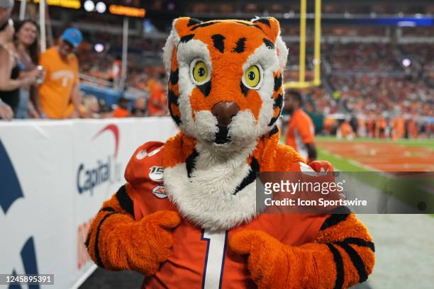 The Clemson Tigers mascot poses for a photo during the Capital One Orange Bowl game between the Tennessee Volunteers and the Clemson Tigers on...