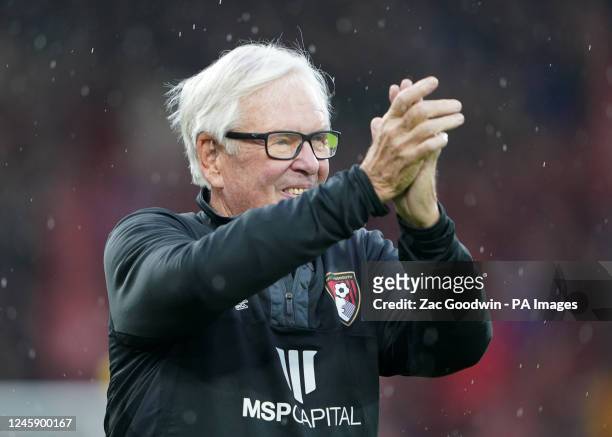 Bournemouth co-owner Bill Foley applauds the fans ahead of the Premier League match at the Vitality Stadium, Bournemouth. Picture date: Saturday...