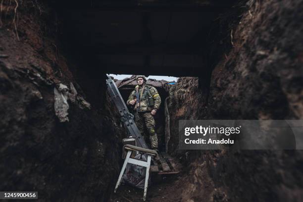 Ukrainian soldiers are seen in a trench on New Year's Eve in Bakhmut, Ukraine on December 31, 2022.