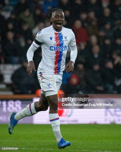 Eberechi Eze of Crystal Palace celebrates after scoring goal during the Premier League match between AFC Bournemouth and Crystal Palace at Vitality...