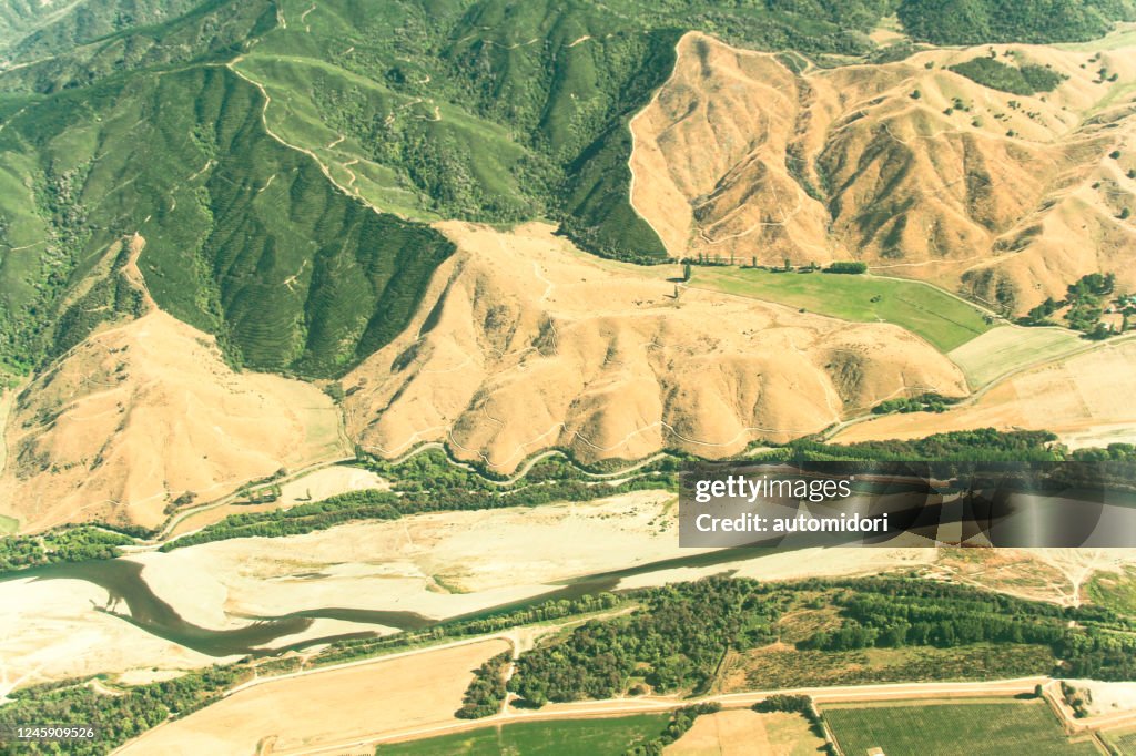 Aerial View of Wairau River in Wairau Valley during Summer