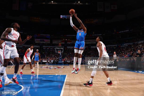 Jalen Williams of the Oklahoma City Thunder shoots the ball on December 31, 2022 at Paycom Arena in Oklahoma City, Oklahoma. NOTE TO USER: User...