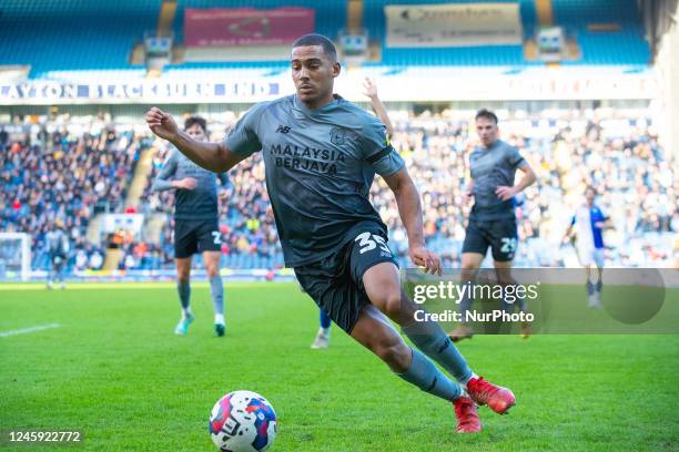 Andy Rinomhota of Cardiff City during the Sky Bet Championship match between Blackburn Rovers and Cardiff City at Ewood Park, Blackburn on Sunday 1st...