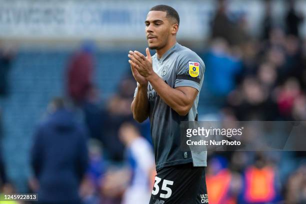 Andy Rinomhota of Cardiff City applauds the fans after the Sky Bet Championship match between Blackburn Rovers and Cardiff City at Ewood Park,...