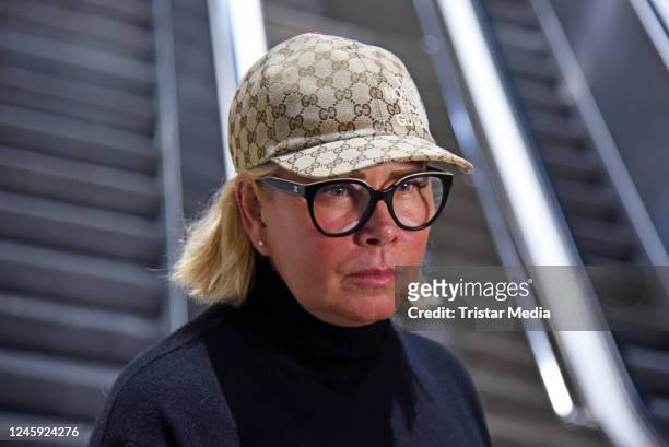 Claudia Effenberg leaves for "Ich bin ein Star - Holt mich hier raus!" in Australia at Frankfurt International Airport on January 1, 2023 in...