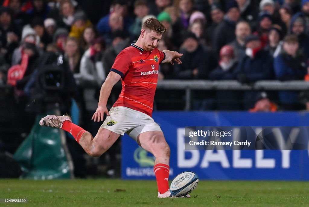 Belfast Rugby Python Belfast , United Kingdom - 1 January 2023; Ben Healy of Munster kicks ...
