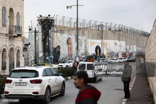 View of the Israeli West Bank Barrier in Bethlehem, Palestinian Territories on December 28, 2022.