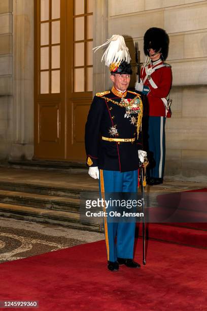 Prince Joachim of Denmark arrives at Queen Margrethe of Denmark's New Year's levee and banquet at Amalienborg Royal Palace on January 1, 2023 in...