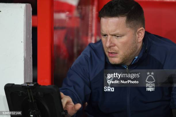 Stephen Rands, Nottingham Forest head of analysis during the Premier League match between Nottingham Forest and Chelsea at the City Ground,...