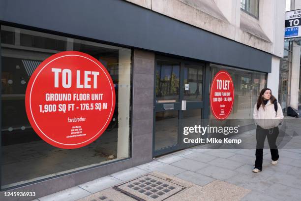 Closed down retail spaces to let in Holborn on 8th December 2022 in London, United Kingdom. Things have been difficult for small businesses over the...