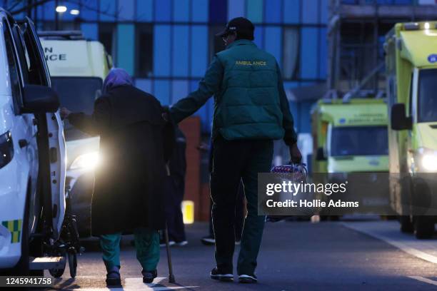 An Ambulance worker outside The Royal London Hospital on January 2, 2023 in London, England. NHS A&E departments are facing extreme pressures this...