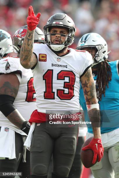 Tampa Bay Buccaneers wide receiver Mike Evans signals a first down during the regular season game between the Carolina Panthers and the Tampa Bay...