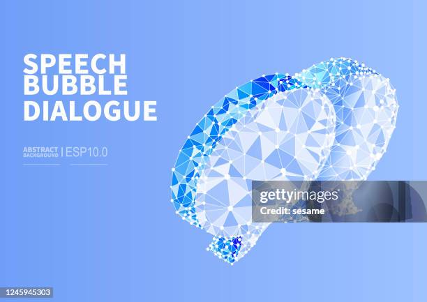 vector dotted line connecting low polygon speech bubbles, concept of dialogue communication - polygonal meeting stock illustrations