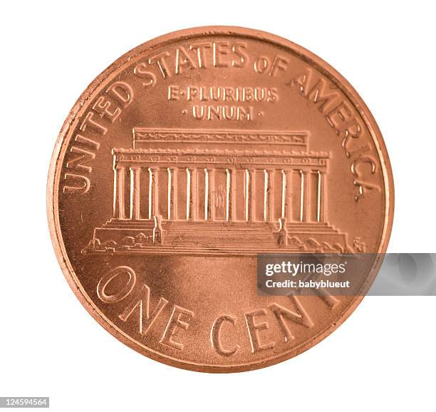 penny series with clipping path - us penny stock pictures, royalty-free photos & images