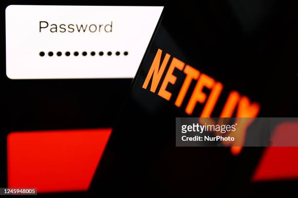 Netflix sign in page displayed on a laptop sscreen and Netflix logo displayed on a phone screen are seen in this illustration photo taken in Krakow,...