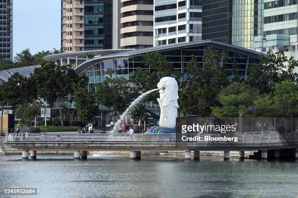 The Merlion statue in Singapore, on Tuesday, Jan. 3, 2023. Singapore's recovery held up in 2022, with a relatively strong year-end performance...