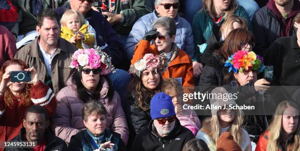 Pasadena, CA Thousands of parade-goers watch the 2023 Tournament of Roses Parade on Orange Grove Blvd., just before turning onto Colorado Blvd. In...