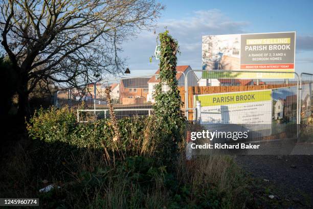 Landscape of new a new housing development called 'Parish Brook' by Barratt Homes, an estate of 2, 3 & 4 bedroom homes, on 26th December 2022, in...
