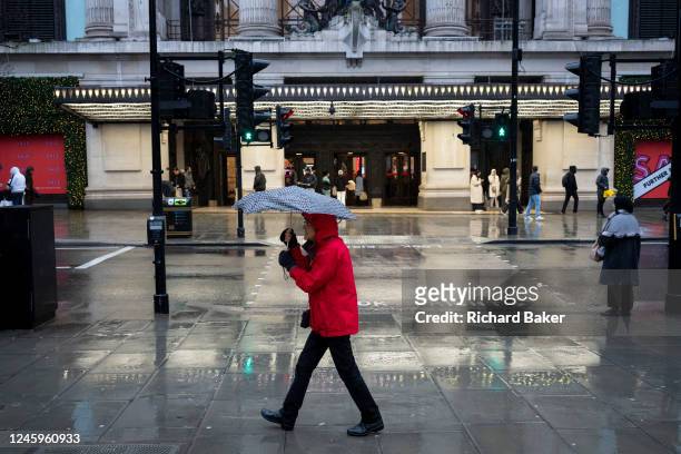 On the first day back to work after the Christmas and New Year holidays, shoppers walk past the exterior of Selfridges on Oxford Street, on 3rd...