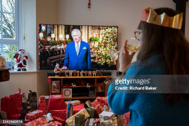 On his first Christmas Day broadcast to the nation since the death of his mother, Queen Elizabeth III in September, King Charles III speaks to a...