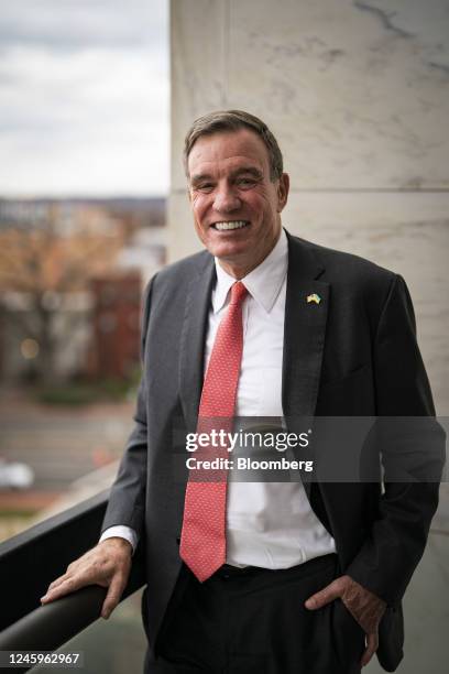 Senator Mark Senator Mark Warner, a Democrat from Virginia, following an interview ...