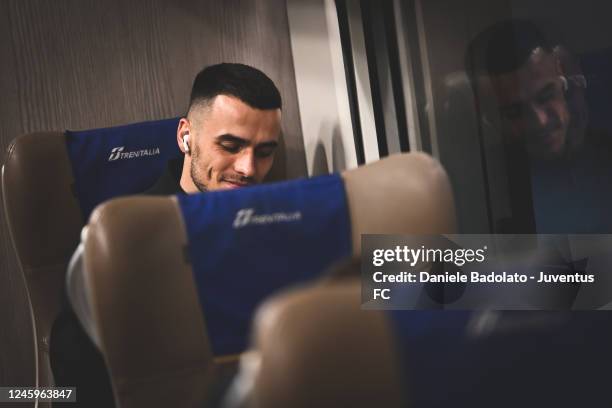 Filip Kostic of Juventus during the travel by train to Cremona on January 3, 2023 in Cremona, Italy.