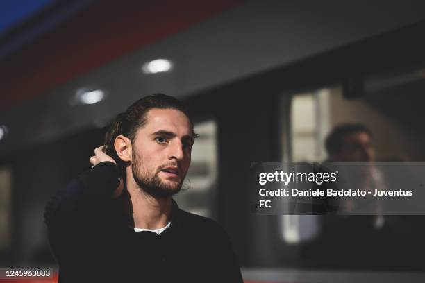 Adrien Rabiot of Juventus during the travel by train to Cremona on January 3, 2023 in Cremona, Italy.