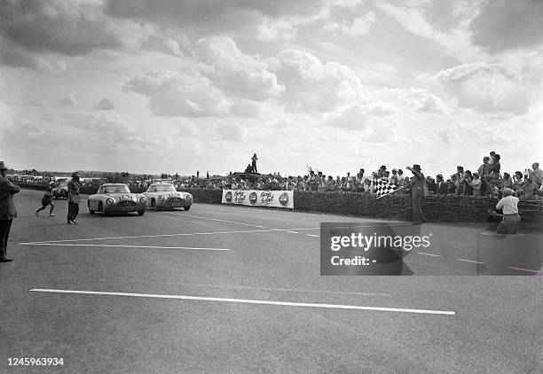 The two Daimler Benz team Mercedes Benz 300 SL N°21, driven by German drivers Hermann Lang and Fritz Riess, and N°20 driven by German drivers Theo...