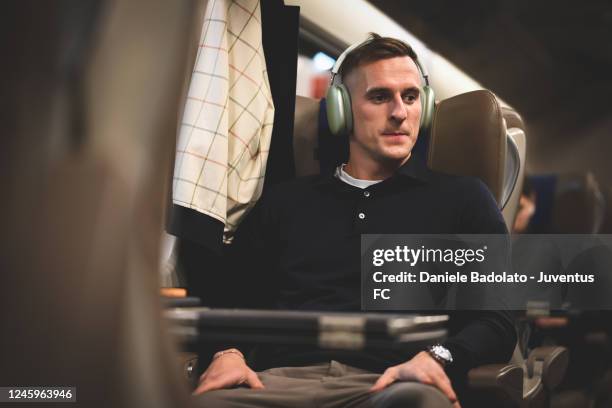 Arkadiusz Krystian Milik of Juventus during the travel by train to Cremona on January 3, 2023 in Cremona, Italy.